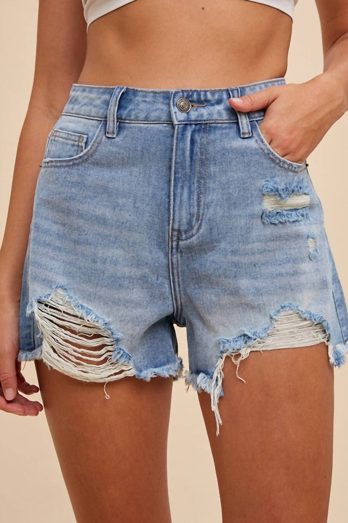 Anniewear - Caleb Cut Off Denim Shorts