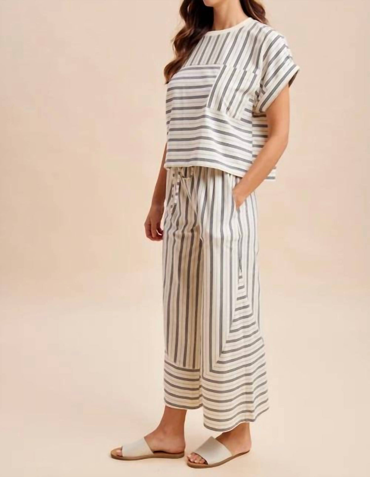Anniewear - Dolman Sleeve Knit Top And Pants Set