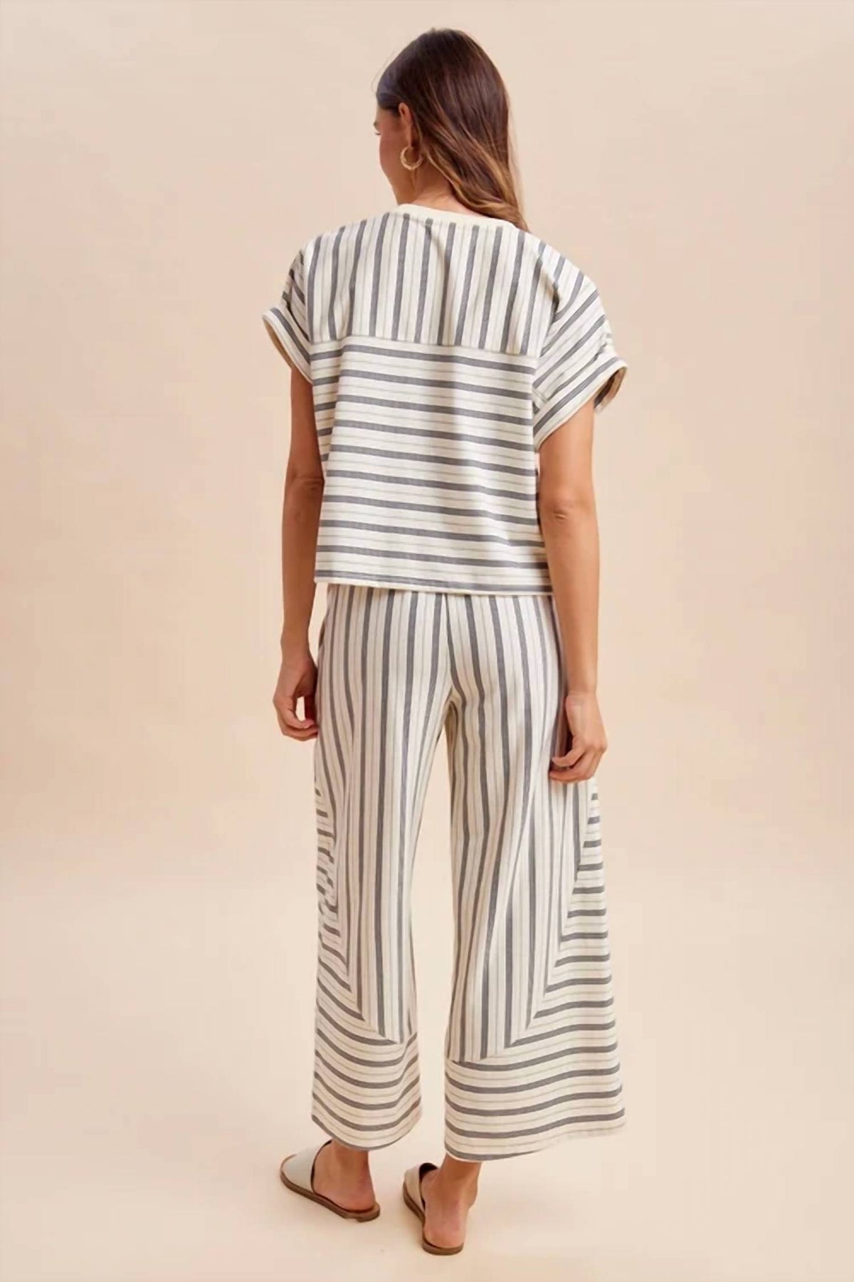 Anniewear - Dolman Sleeve Knit Top And Pants Set