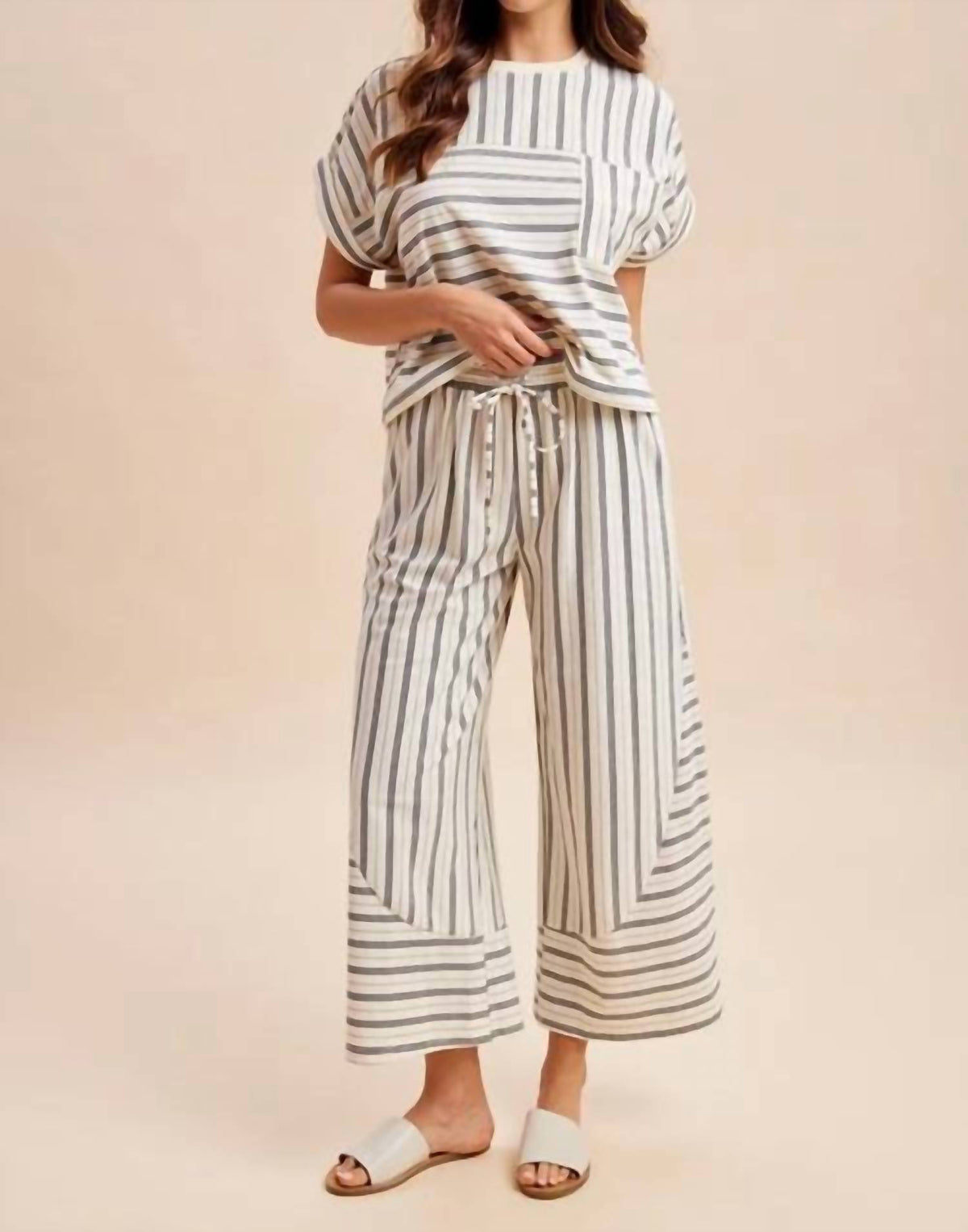 Anniewear - Dolman Sleeve Knit Top And Pants Set