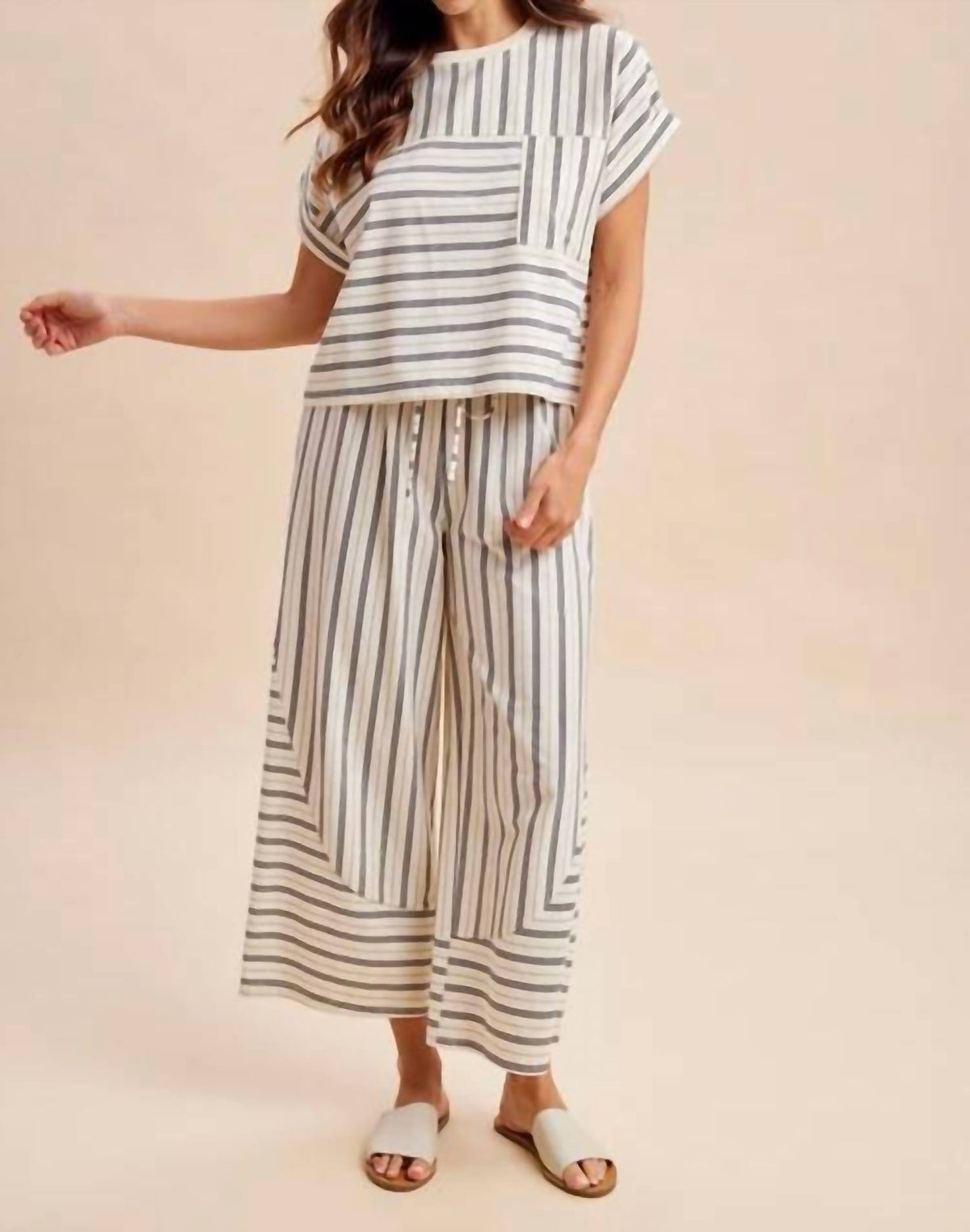 Anniewear - Dolman Sleeve Knit Top And Pants Set