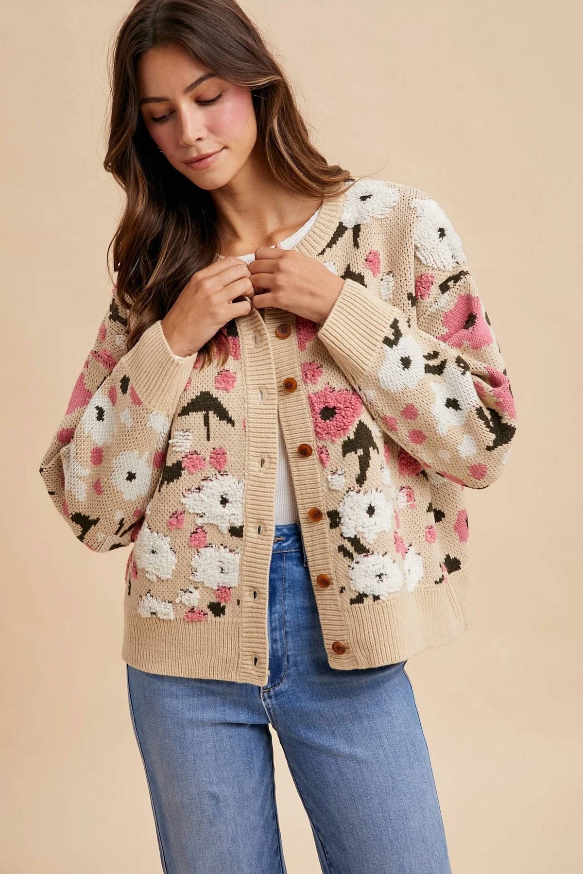 Anniewear - Floral Textured Cardigan