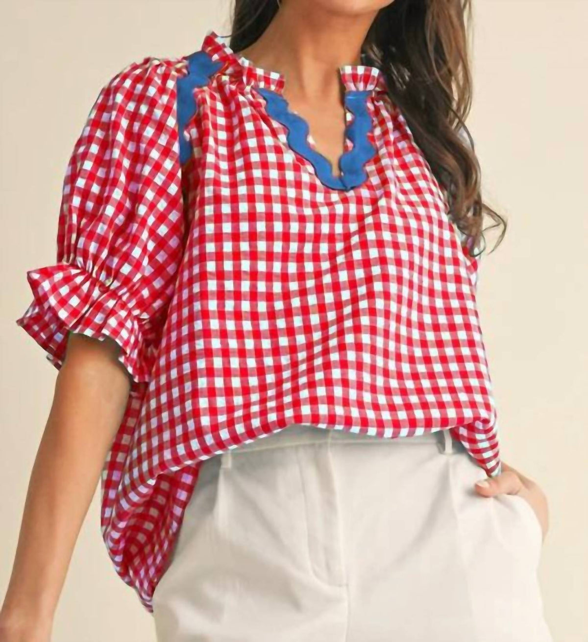 Anniewear - Gingham Ric-Rac Top
