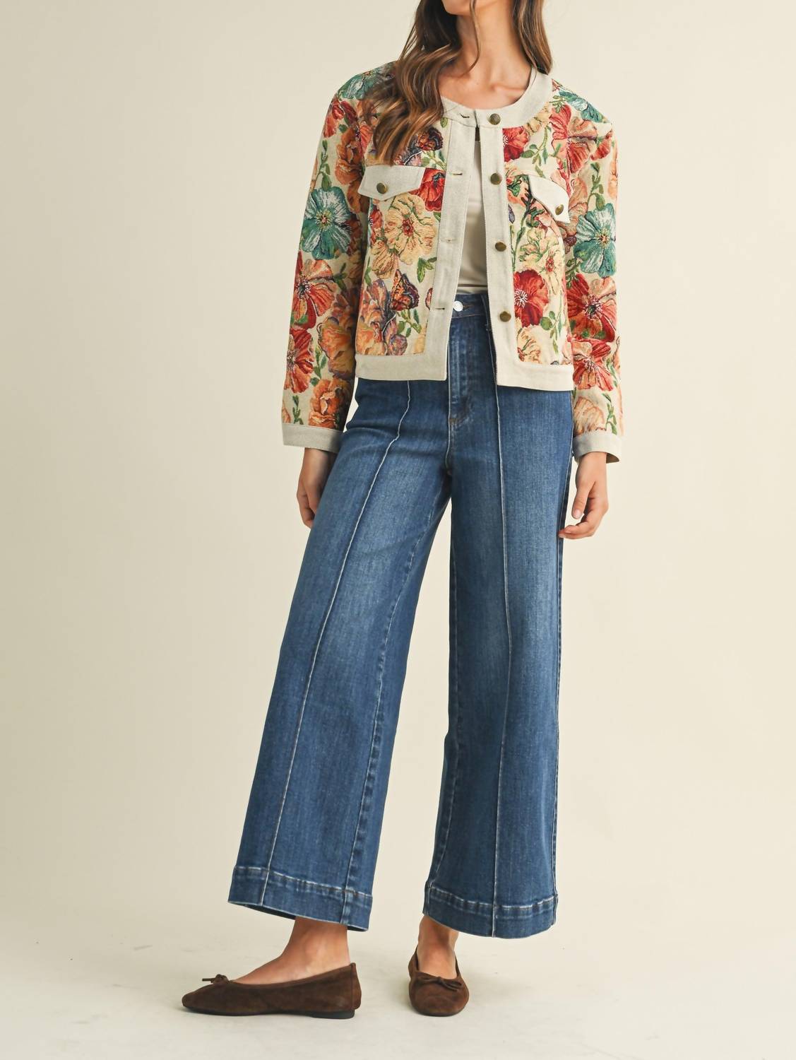 Anniewear - Jacquard Button Down Jacket