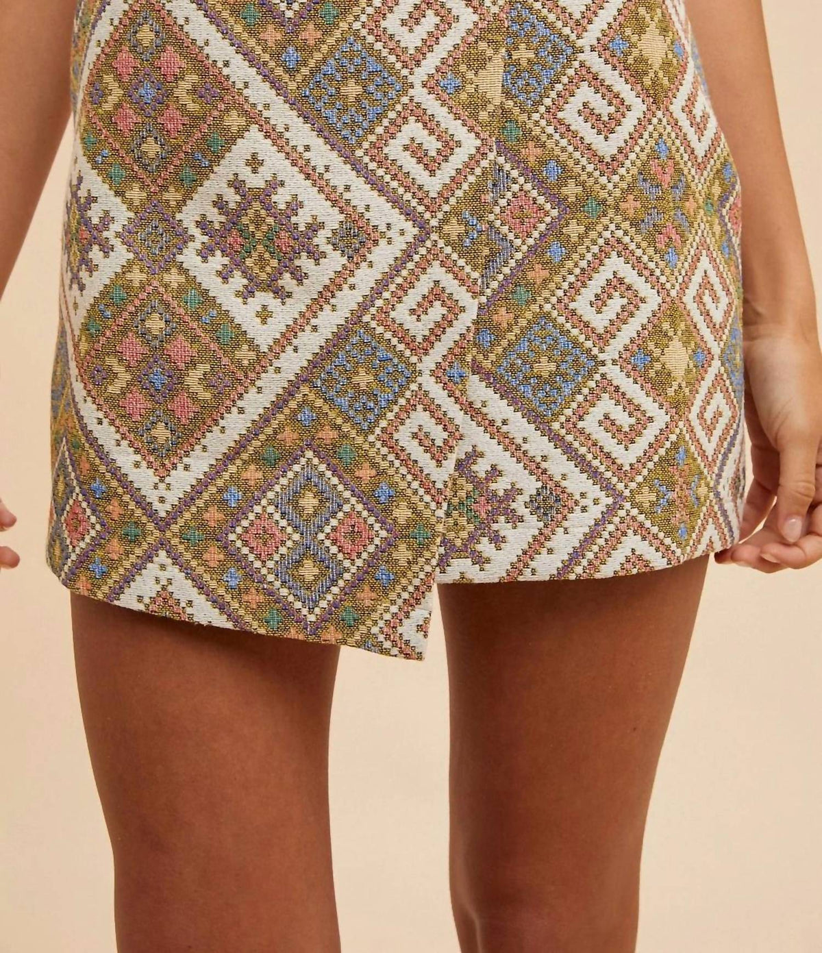 Anniewear - Jacquard Wrap Mini Skirt