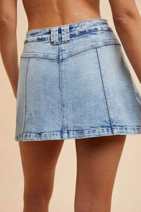 Anniewear - Katelyn Button Mini Skort - blue - clothing - cotton - blend