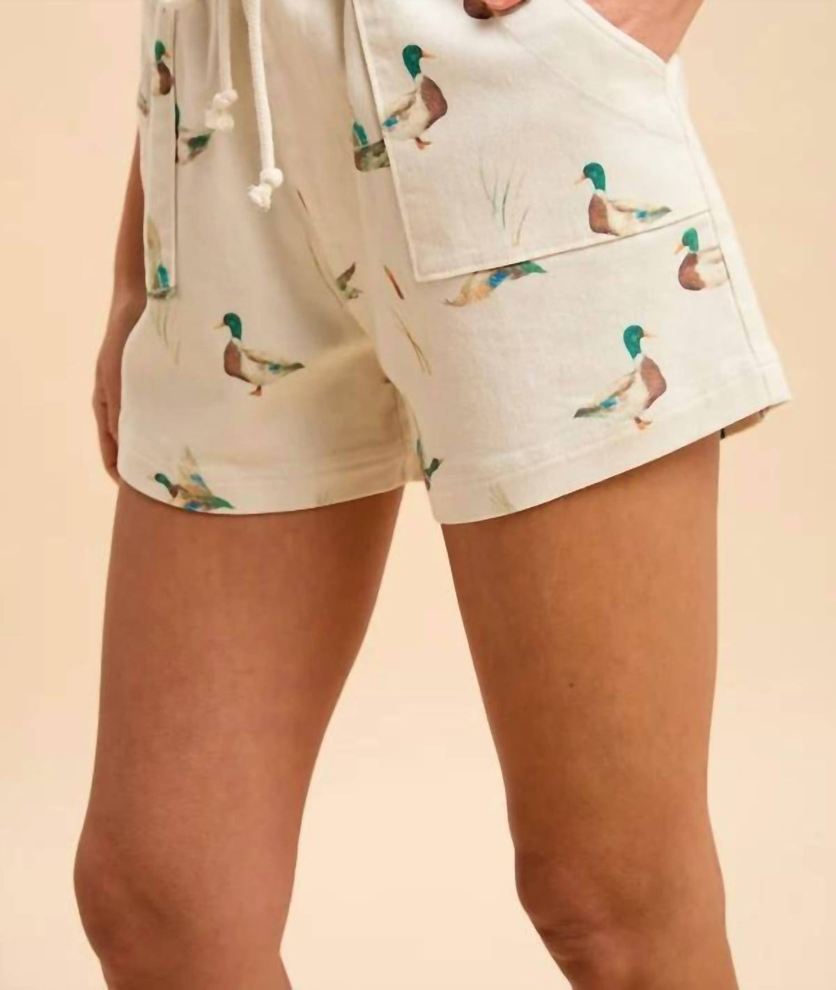 Anniewear - Mallard Duck Drawstring Denim Shorts