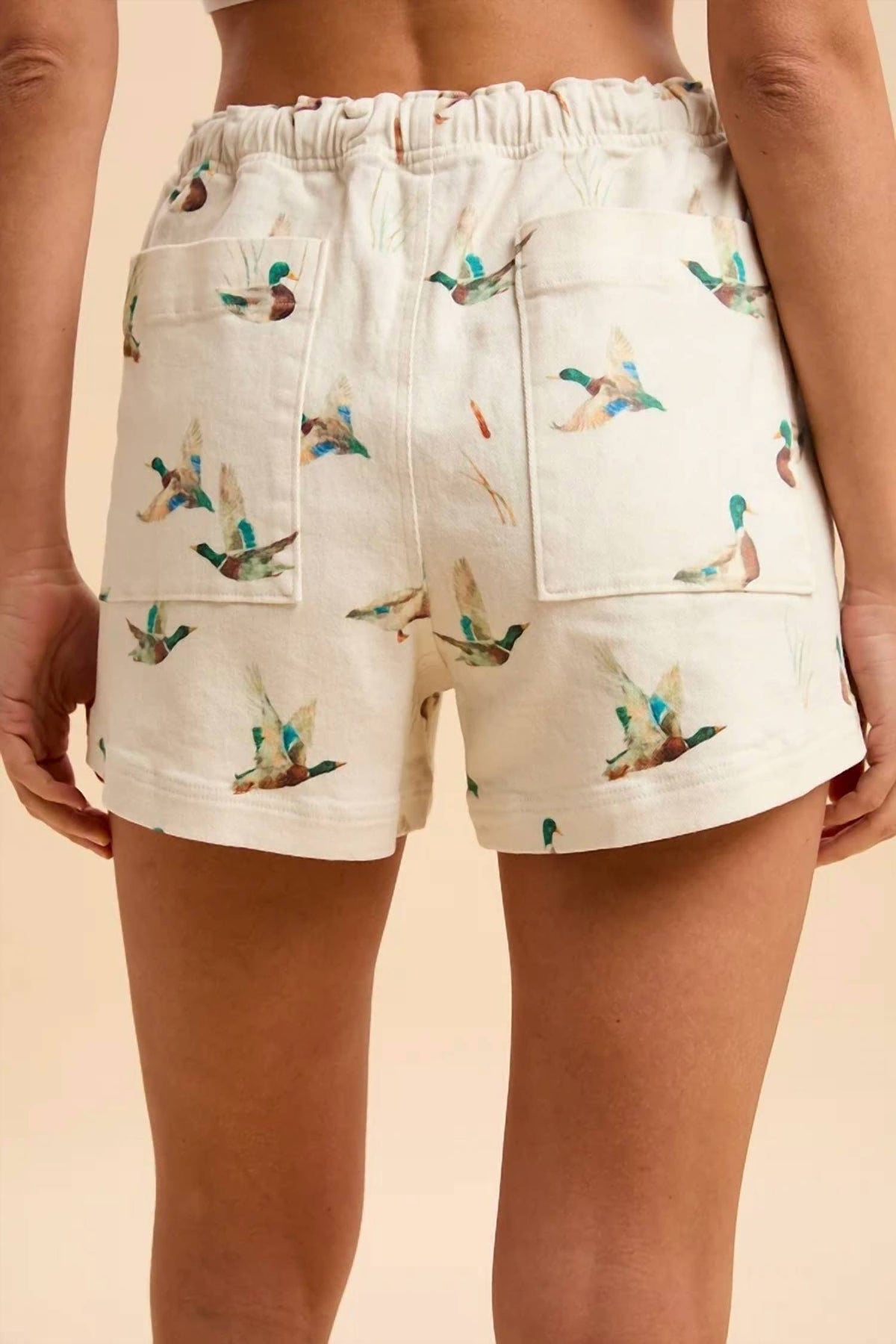Anniewear - Mallard Duck Drawstring Denim Shorts