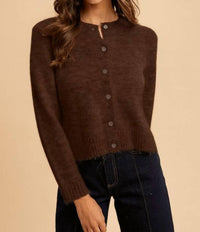 Anniewear - Melange Cropped Cardigan