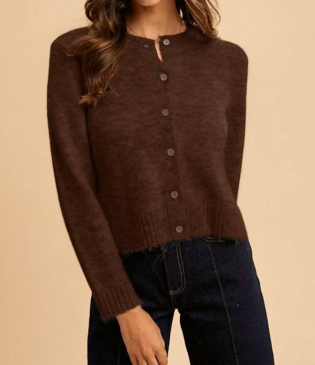 Anniewear - Melange Cropped Cardigan
