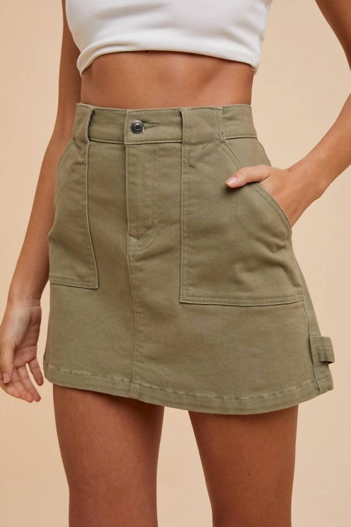 Anniewear - Stretch Cargo Denim Mini Skirt