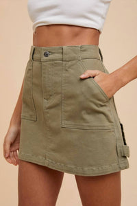 Anniewear - Stretch Cargo Denim Mini Skirt