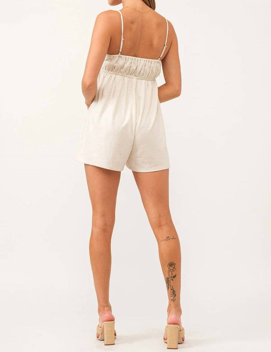 Another Love - Amalfi Birch Spaghetti Strap Romper - clothing - jumpsuits - linen - blend