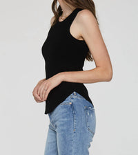 Another Love - Cora High Neck Rib Tank - black - clothing - nylon - blend