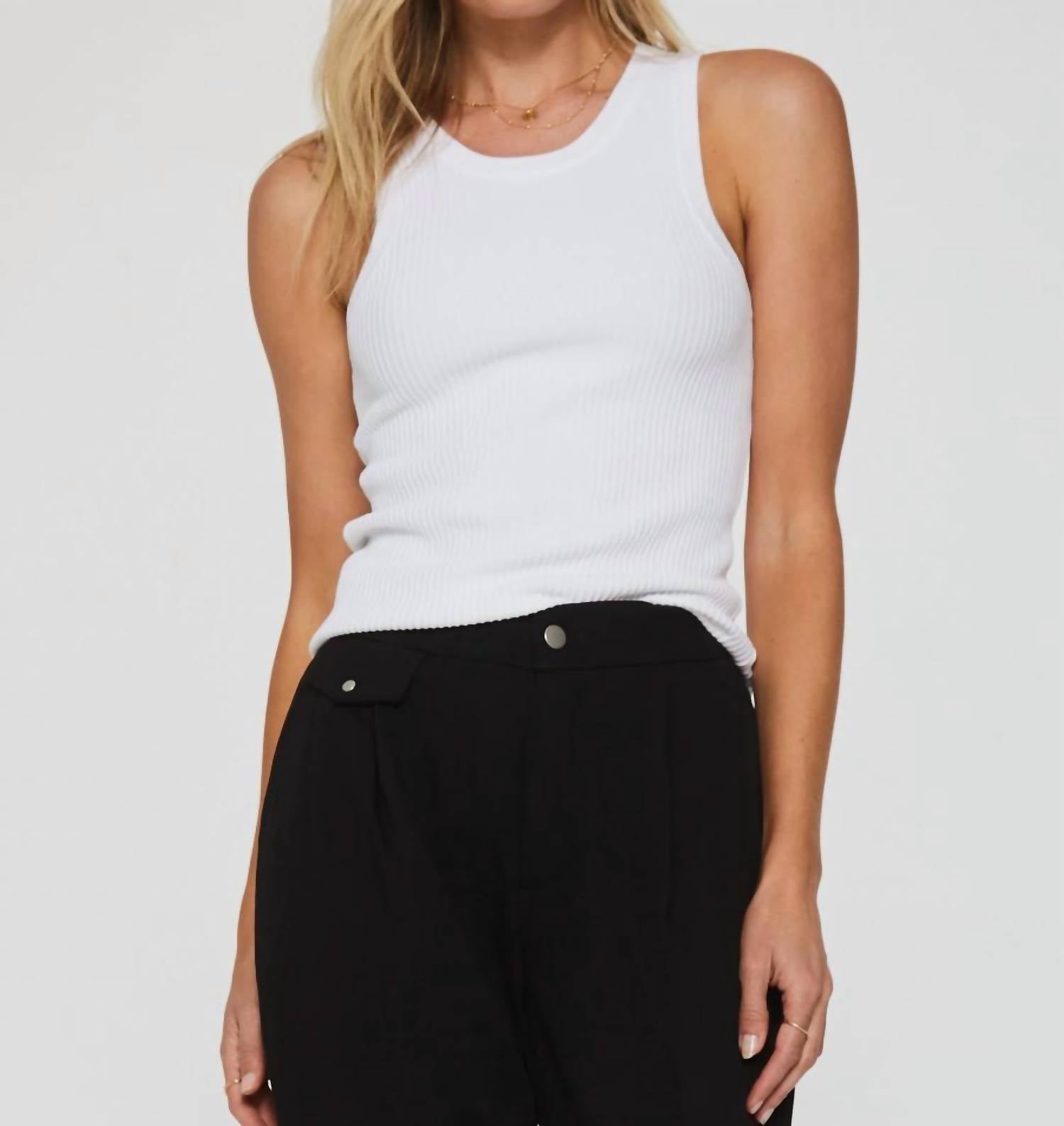 Another Love - Cora High Neck Rib Tank - clothing - nylon - blend - tank - tops