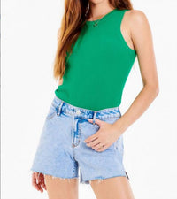 Another Love - Cora High Neck Rib Tank - clothing - green - nylon - blend