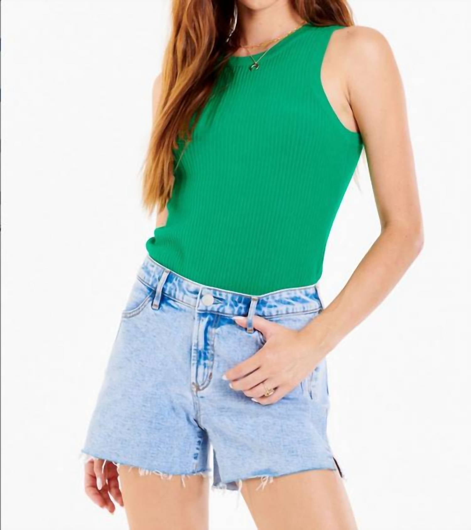 Another Love - Cora High Neck Rib Tank - clothing - green - nylon - blend