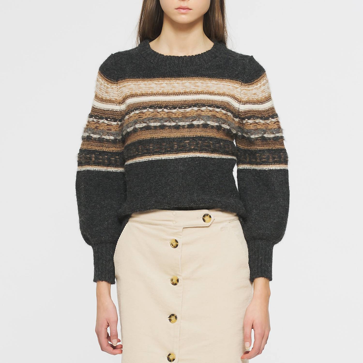 Antik Batik - Julio Puff Sleeve Pullover - clothing - crew - grey