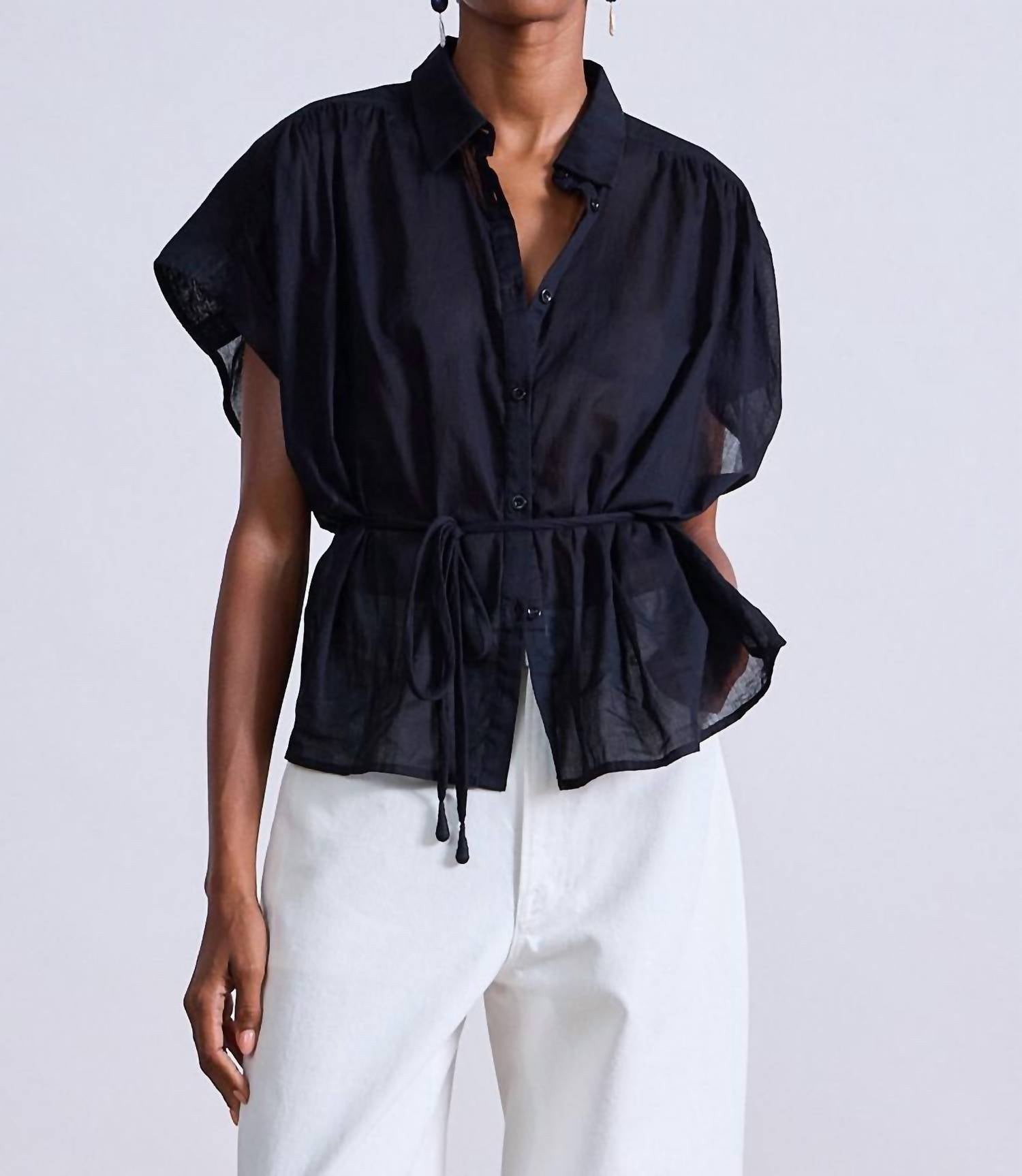 Apiece Apart - Agni Floaty Top - black - blouses - clothing