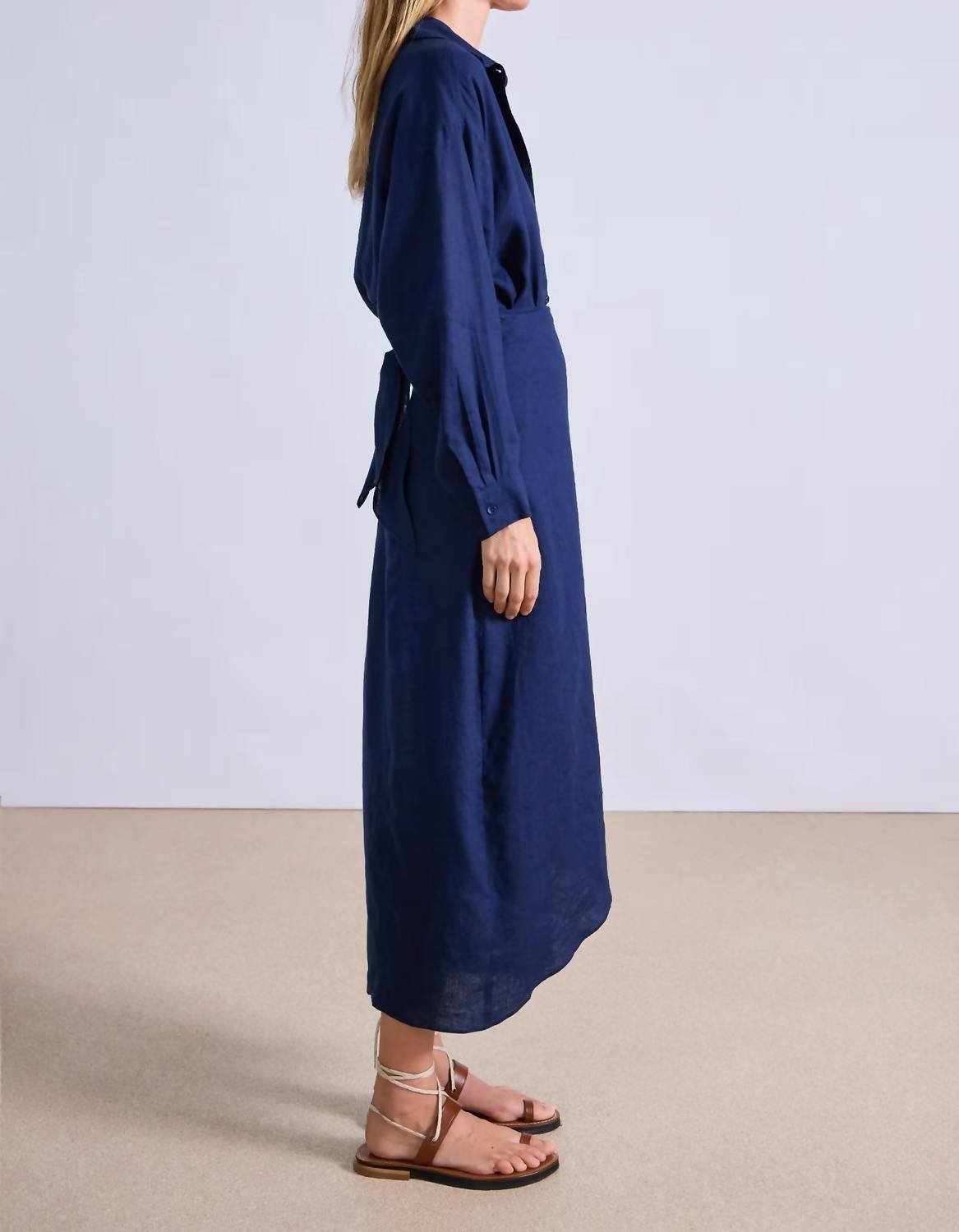 Apiece Apart - Alessandra Sarong Shirtdress - blue - clothing - dresses