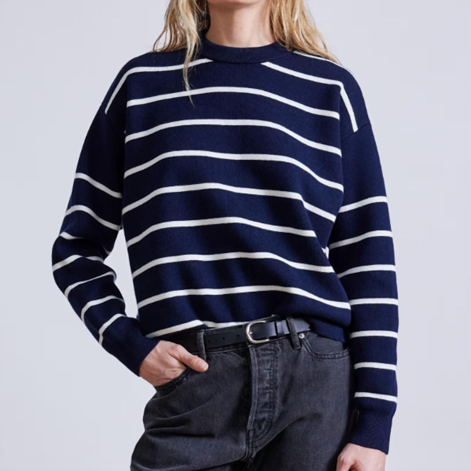Apiece Apart - Sportif Stripe Sweatshirt - blue - clothing - hoodies