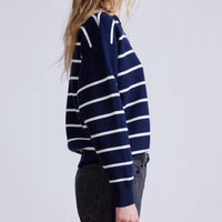 Apiece Apart - Sportif Stripe Sweatshirt - blue - clothing - hoodies