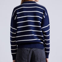 Apiece Apart - Sportif Stripe Sweatshirt - blue - clothing - hoodies