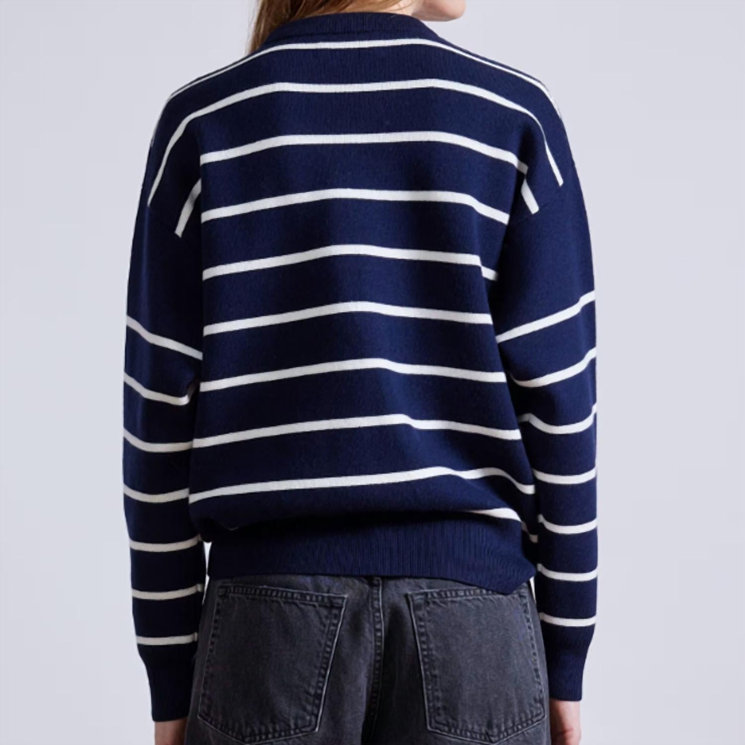 Apiece Apart - Sportif Stripe Sweatshirt - blue - clothing - hoodies