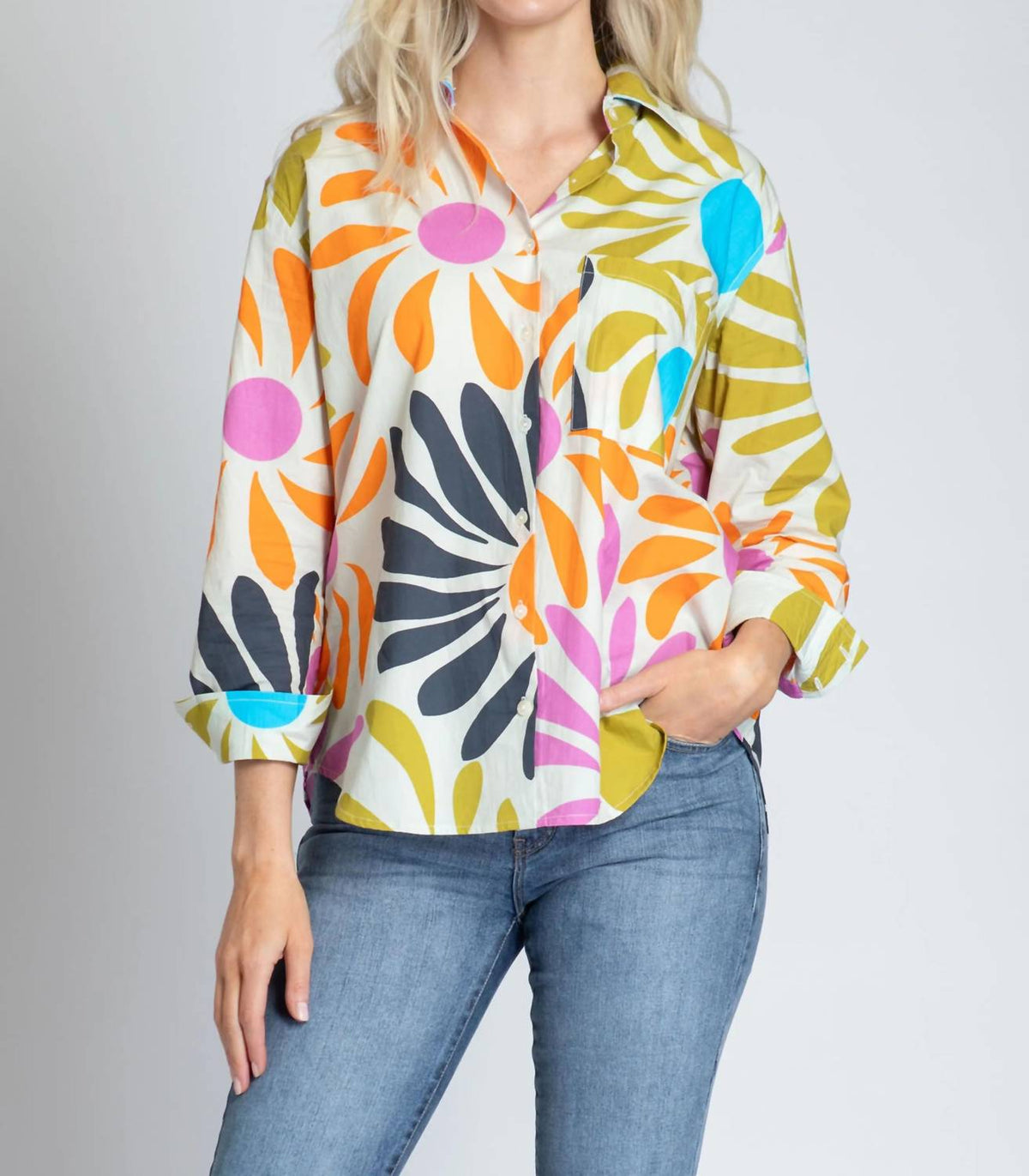 Apny - Boyfriend Button Up Top