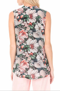Apny - Button Up Tank Top - clothing - floral - green