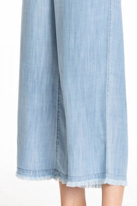Apny - Crop Wide Leg With Fray Hem Pants - blue - clothing - pants