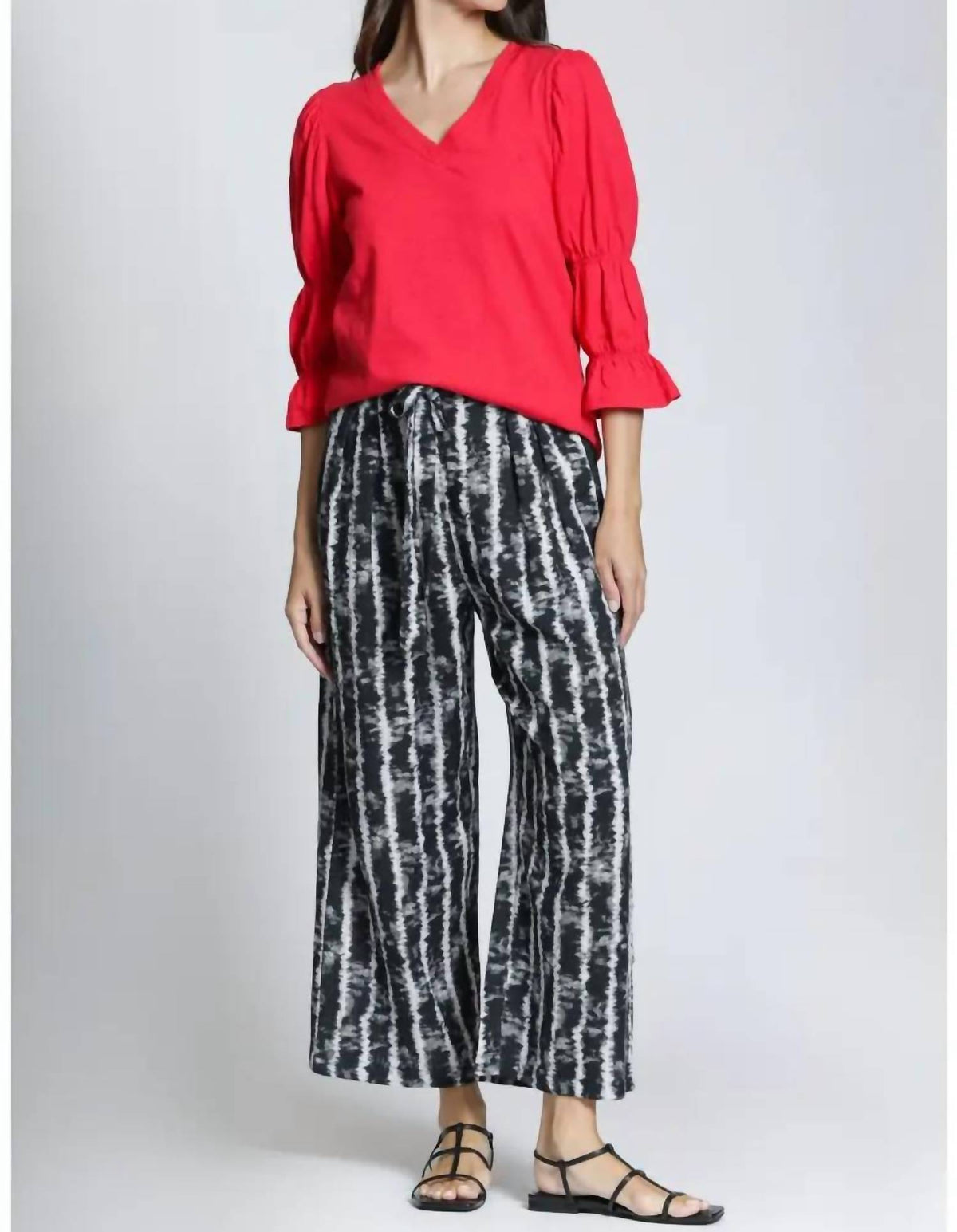 Apny - Drawstring Wide Leg Pants