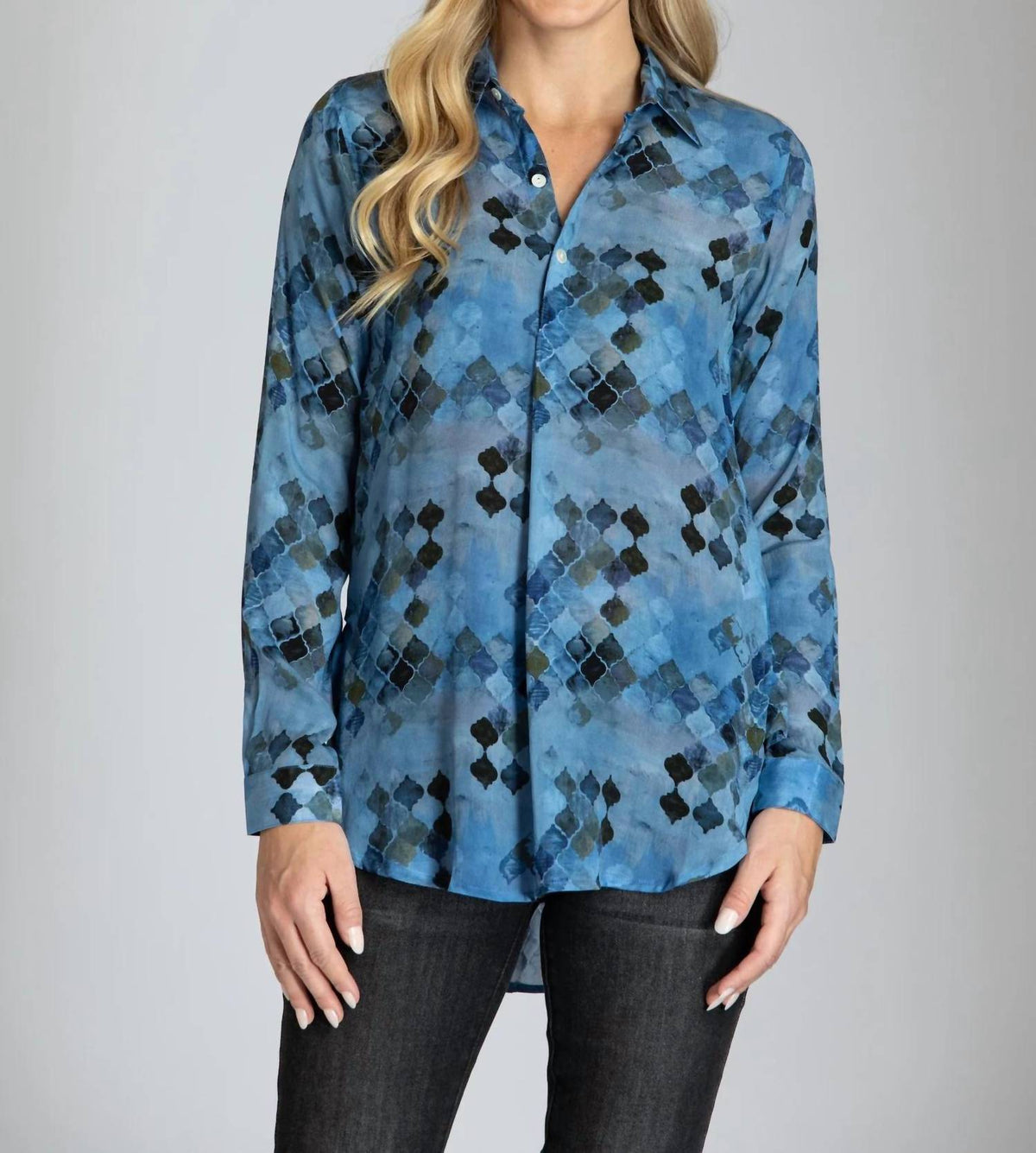 Apny - Half Button-up Pullover Tunic Top