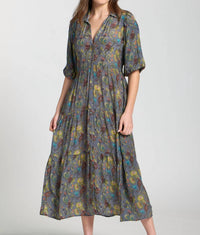 Apny - Jungle Print Long Tier Dress