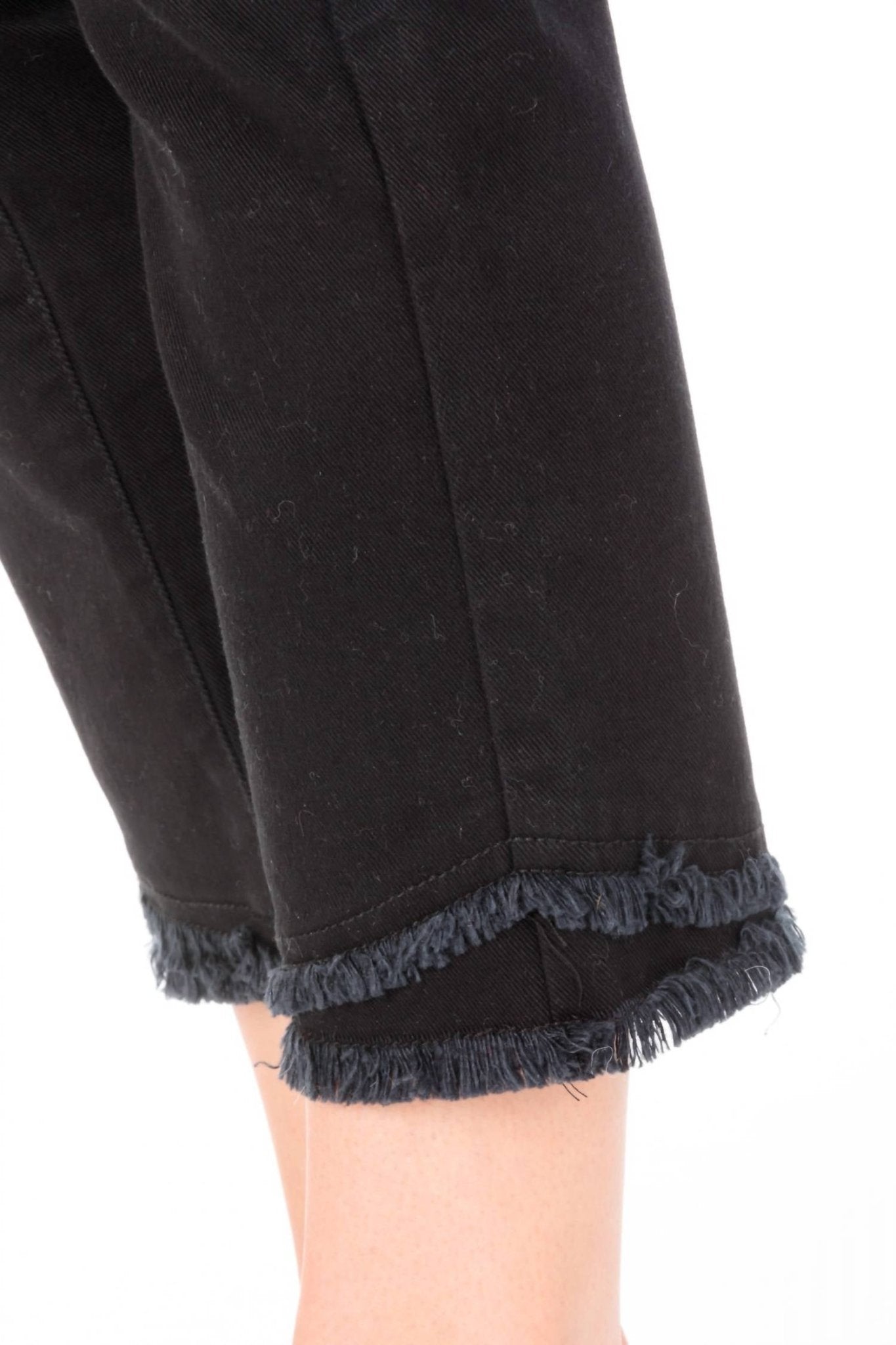 Apny - Olivia Crop Frayed Jeans - ankle - black - clothing