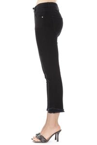 Apny - Olivia Crop Frayed Jeans - ankle - black - clothing