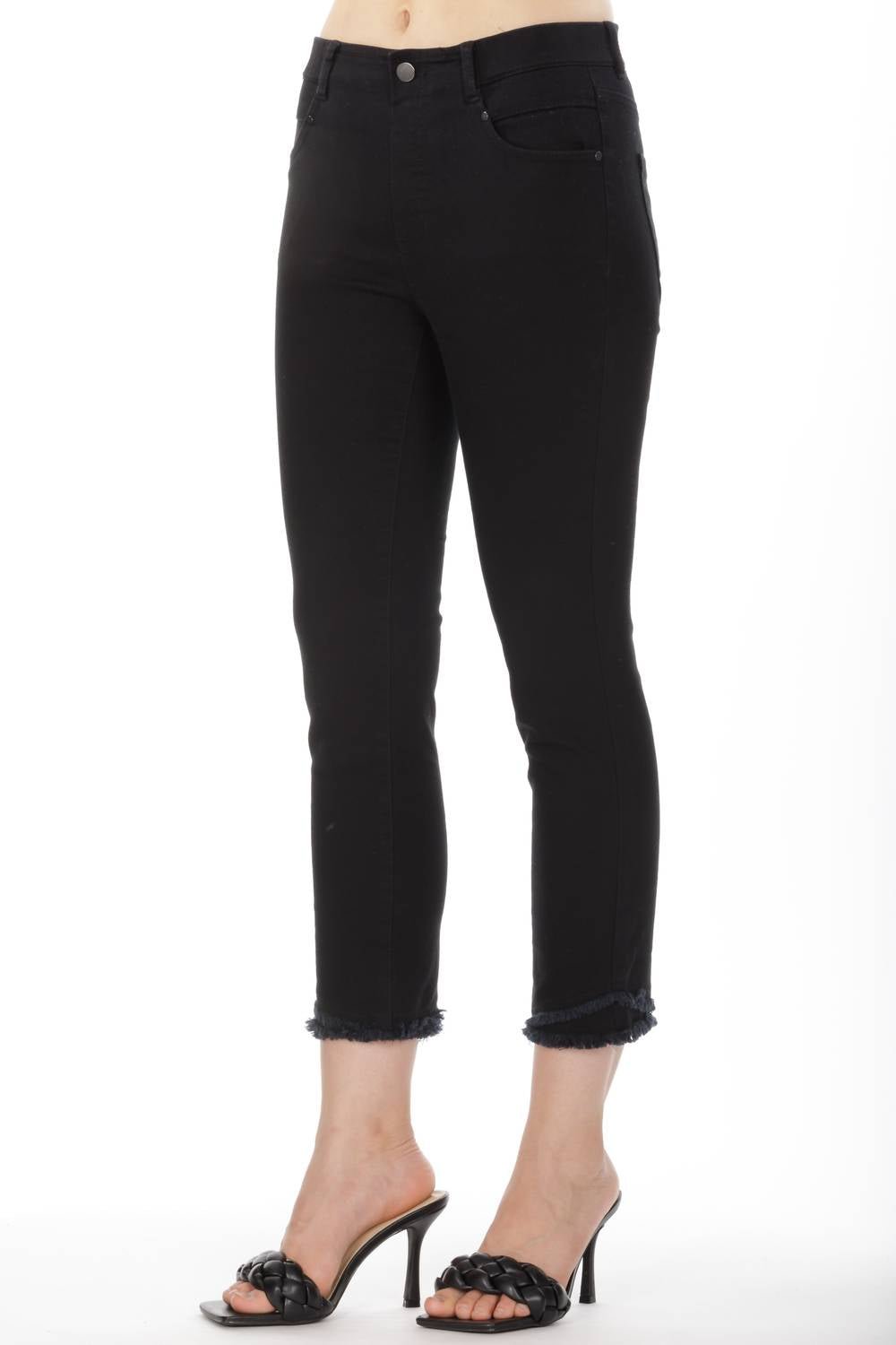 Apny - Olivia Crop Frayed Jeans - ankle - black - clothing