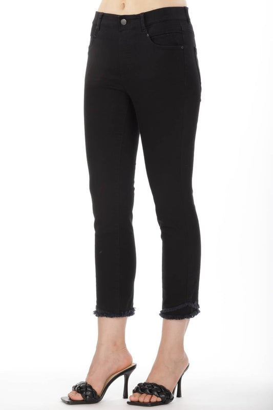 Apny - Olivia Crop Frayed Jeans - ankle - black - clothing