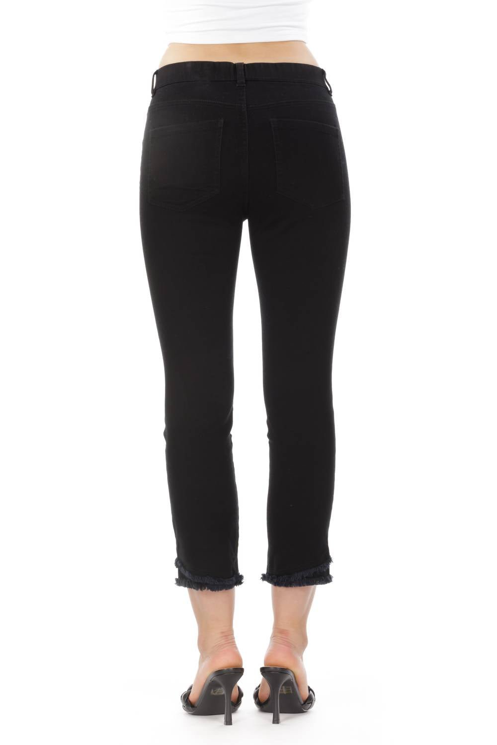 Apny - Olivia Crop Frayed Jeans - ankle - black - clothing