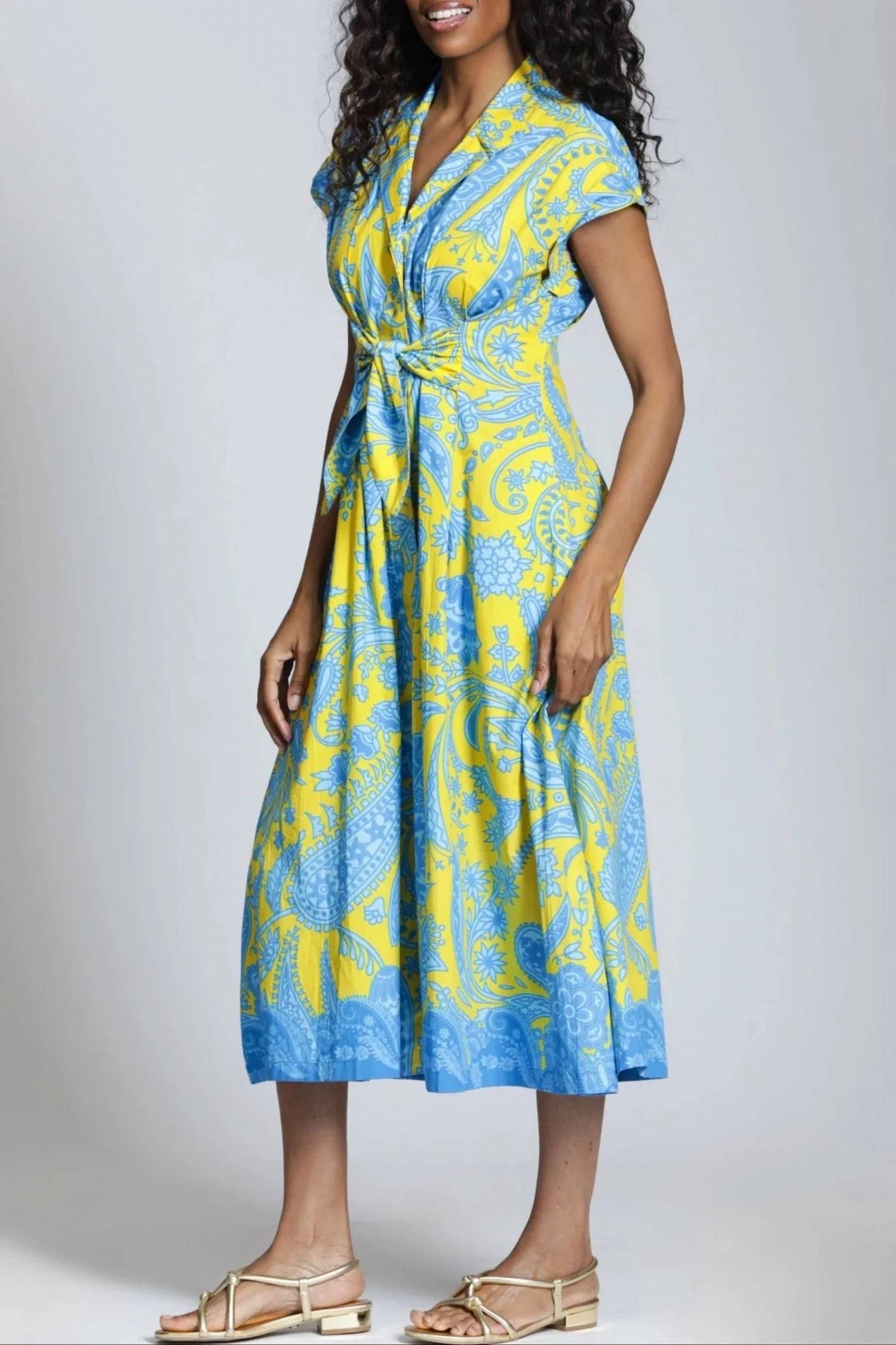 Apny - Tie Front Midi Dress