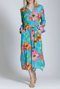 Apny - Tropical Bloom Half Placket Maxi Dress