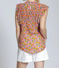 Apny - V-neck Flutter Sleeve Top