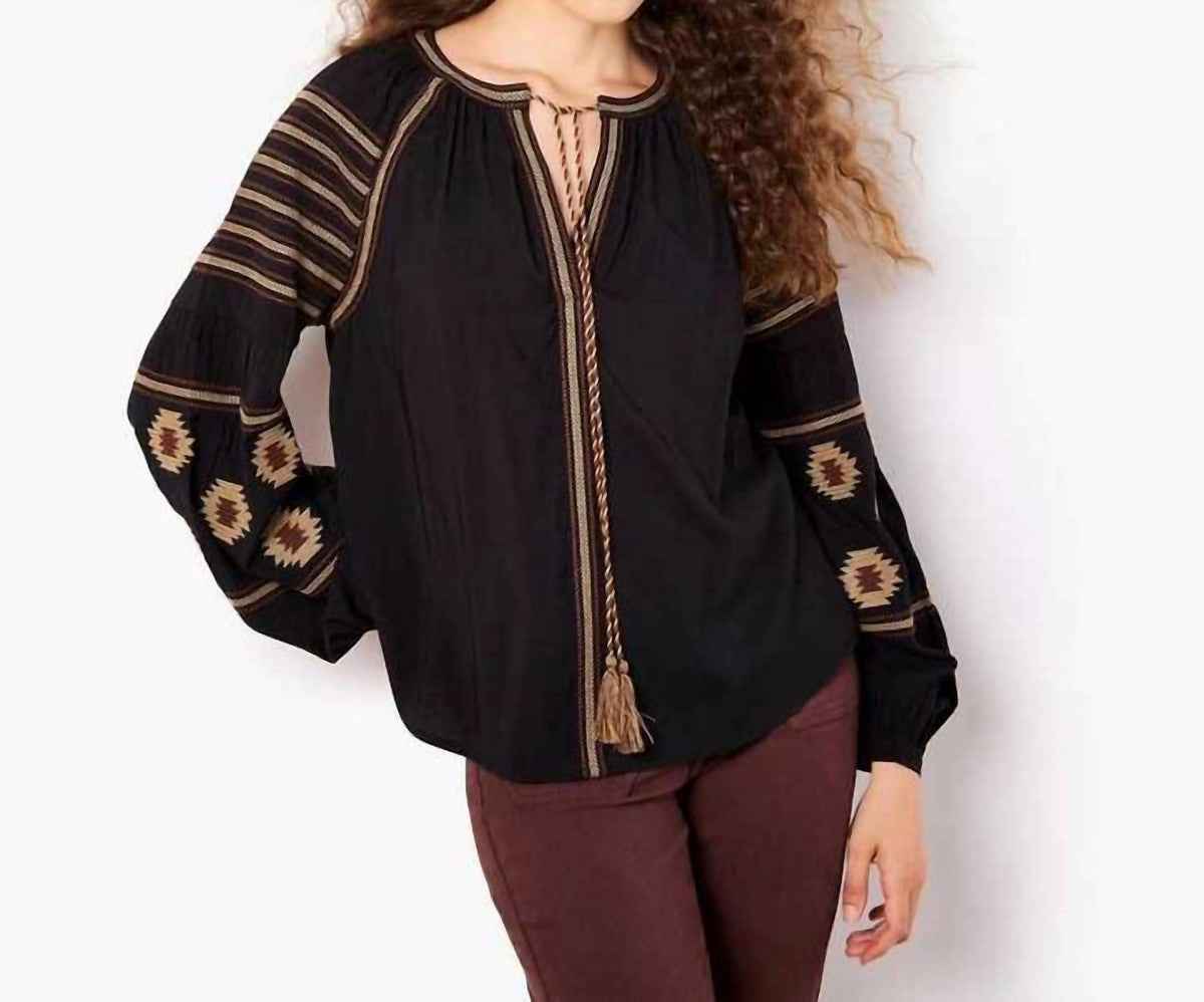 Apricot - Aztec Embroidered Blouse