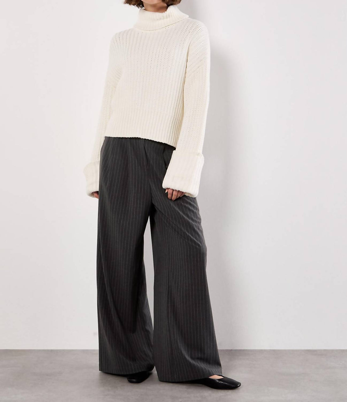 Apricot - Chunky Knit Roll Neck Sweater