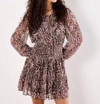 Apricot - Feather Patchwork Ruffle Dress