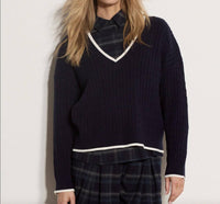 Apricot - Oversized Cable Sweater With Contrast Trim
