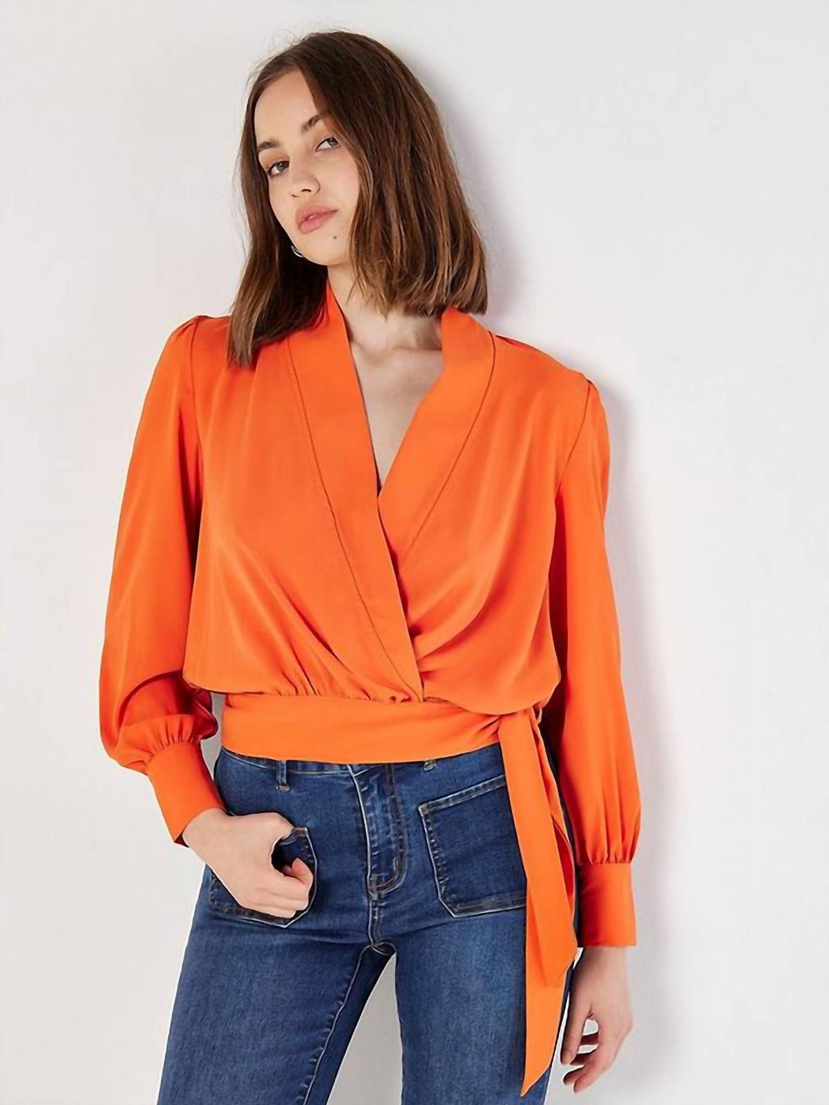 Apricot - Soft Twill Wrap Top