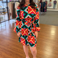 Apricot - Stevie Geo Print Dress