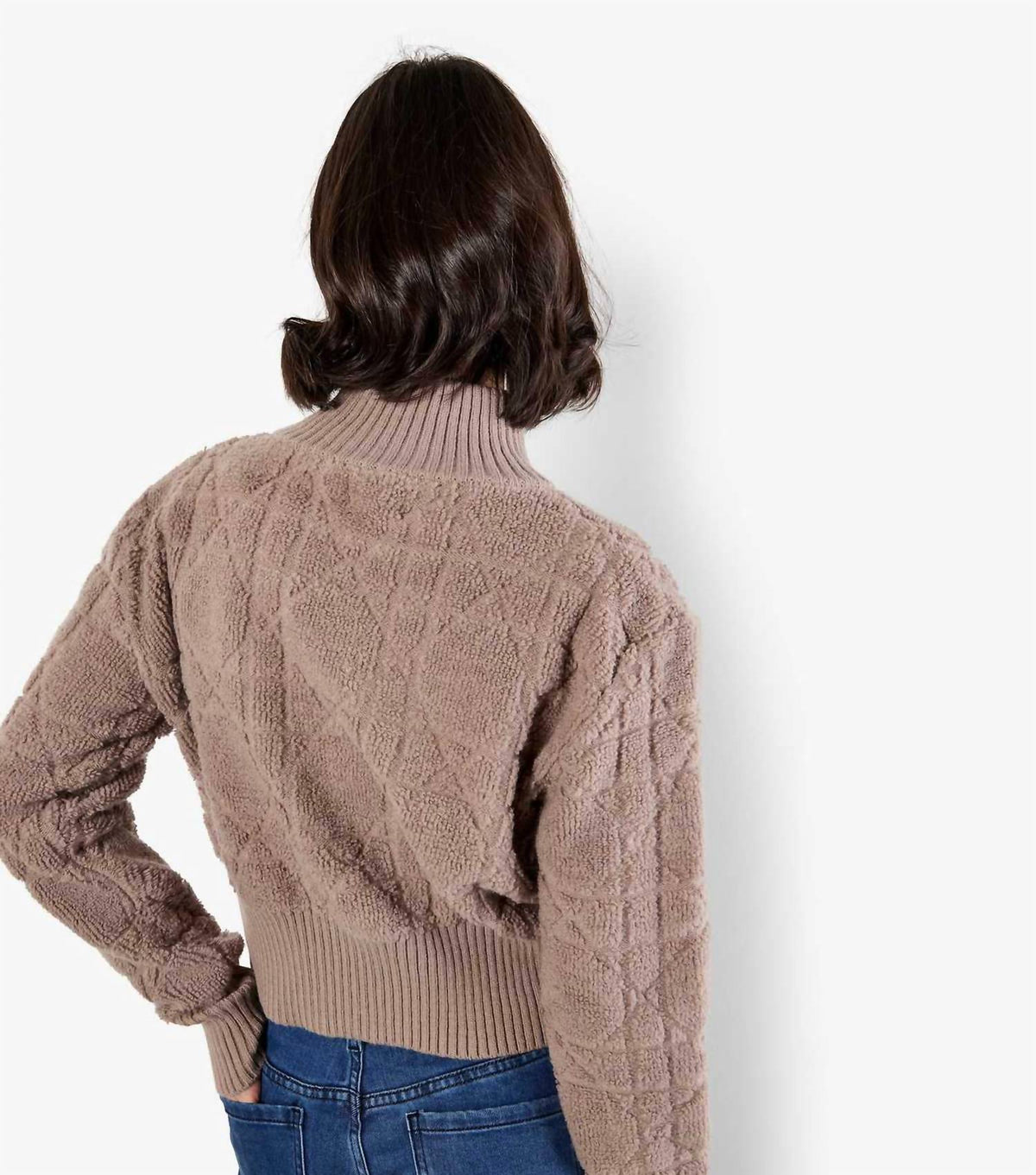 Apricot - Textured Rib Edge Zip Jacket