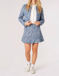 Apricot - Textured Tweed Ruffle Skirt